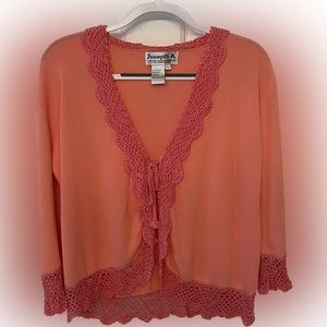 Women’s Joseph A. Cardigan Sweater. Size L. Color Coral/Peach.